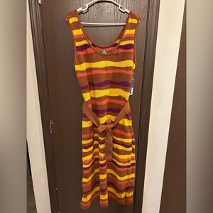 NWT Worthington striped multicolor funky retro sleeveless knit long dress XXL